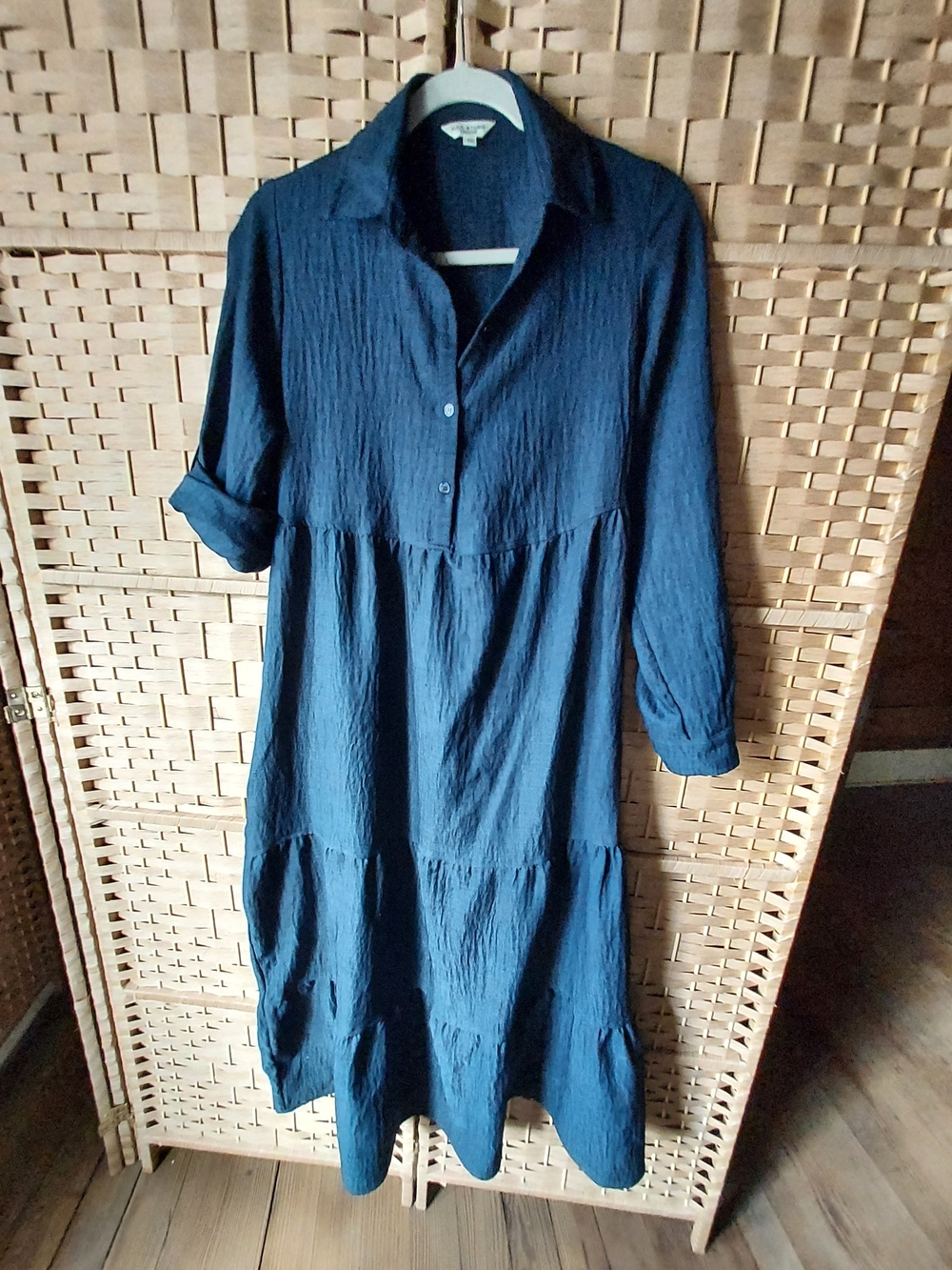 💙Max Studio London Navy Tiered Shirt Dress XS | 100% Lyocell💙